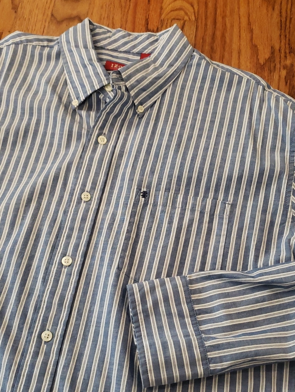 Izod Luxury Sport- Men's Blue & White Striped Shirt Size: XL/TG - Vtg
